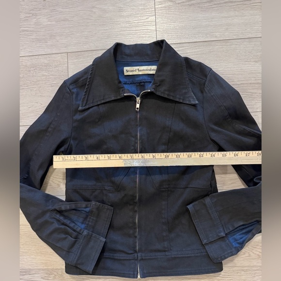 Stoned Immaculate Denim Jacket Sz XS Womens Fitted Boho Party Concert City Sexy - Picture 10 of 11